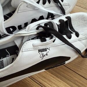 Puma Clyde White and Black Sneakers